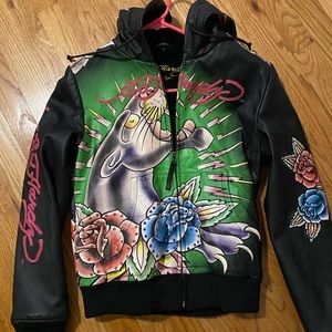 Ed Hardy medium leather jacket